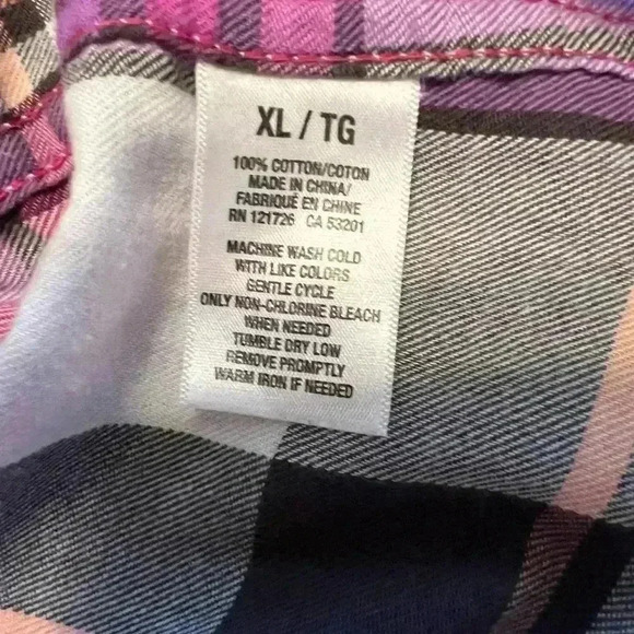 Aeropostale eighty-seven Signature Pink Plaid Button Down - Junior/Teen size XL - Picture 3 of 5